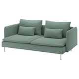 Sofa modernoa SÖDERHAMN berdea, eserleku sakonak eta kuxinak dituena.