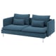 SÖDERHAMN sofa moderno bat irudikatzen du, kuxin solteekin, diseinu dotorea eta altzairuzko hankak dituena.