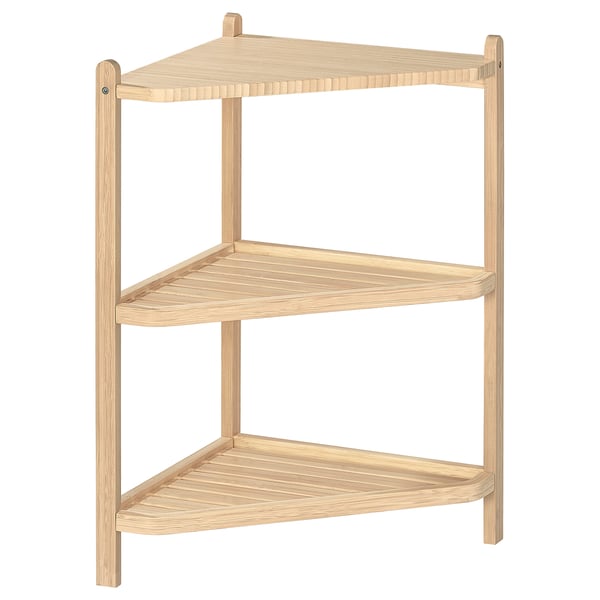 STEGESUND egurrezko izkinako apal argia, kolore naturala, banbuzko materiala, forma triangeluarra, bi mailako diseinua.