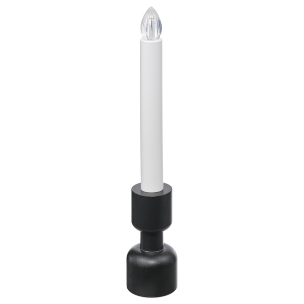 Kandela STRÅLA, zuria, diseinu modernoa; Aluminiozko, ABS plastikozko eta altzairuzko oinarria.