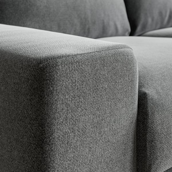 VIMLE 3 eserlekuko sofa, beso-euskarri zabalekin/Johanneshov gris iluna