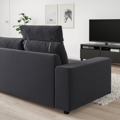 Sofa VIMLE gris iluna egongelan, bizkarraldea, foku-puntua
