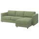 VIMLE 3 eserlekuko sofa, +chaiselongue-ak/Mosshed berde grisaxka