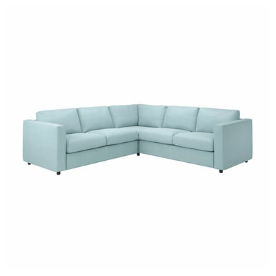SOFa sekzionala, L azul claro VIMLE formakoa, diseinu modernoa, tapizeria leun eta iraunkorra.