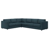 SOFA modular VIMLE, berde urdinxka, diseinu modernoa, L formakoa, erosoa, zorro desenfundagarriak.