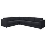 Sofa modular beltz handia L formakoa, diseinu modernoa eta minimalista.
