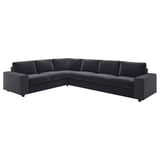 VIMLE sofa modular bat belus gris ilunean. Bere diseinu moderno eta dotoreak felpazko kuxinak, bizkarraldea eta lerro garbiak ditu.