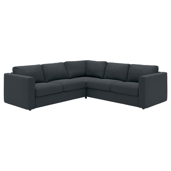 Gris iluneko l formako sofa sekzionala, VIMLE-ren eskutik, lerro garbi diseinua eta oihal estalki kendu daitekeena, makina bidez garbitu daitekeena.