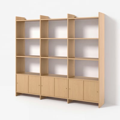 LÅDMAKARE Combi almacenaxe portas corredizas, con 9 andeis/efecto carballo, 238x35x212 cm