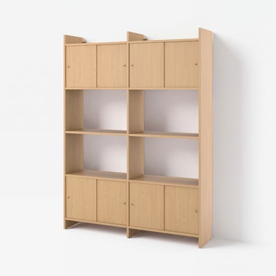 LÅDMAKARE Combi almacenaxe portas corredizas, con 2 andeis/efecto carballo, 159x35x212 cm