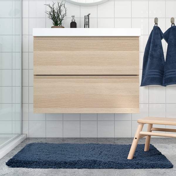ALMTJÄRN Alfombra de baño, azul escuro, 60x90 cm