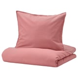 Conxunto de duvetes Aenglilja en algodón rosa, suave prelavado, inclúe cuberta e funda de almofada, deseño minimalista.