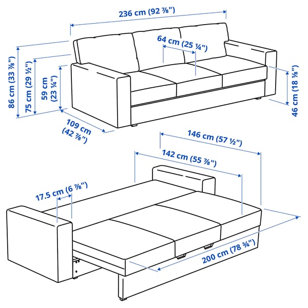 BÅRSLÖV sofá cama 3+chaiselongue, Tibbleby gris turquesa claro - IKEA