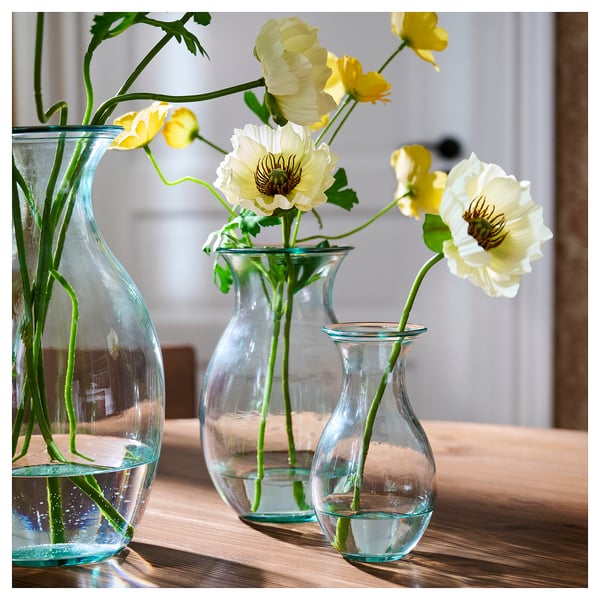 BERGKÖRSBÄR Floreiro / vaso, vidro/verde, 28 cm