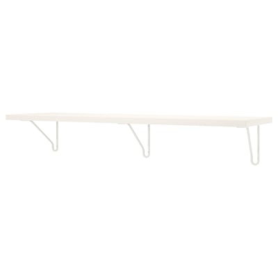 Un estante de parede branco BERGSHULT con soportes metálicos.