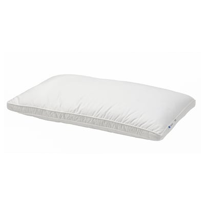 Almofada branca BERGVEN, suave, loft alto, ideal para durmir lateral ou traseiro, cuberta de algodón, rechea de abaixo.