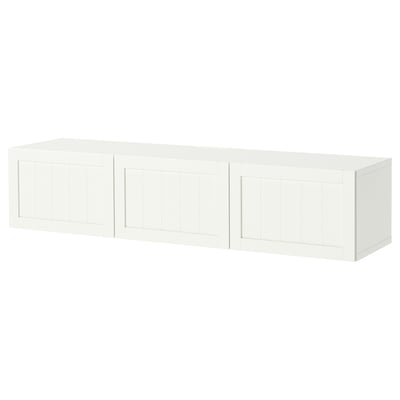 BESTÅ Moble TV con portas, branco/Pipmakare branco, 180x42x38 cm