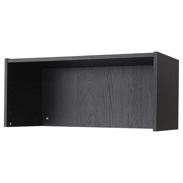 Unidade de extensión de altura da libraría BILLY negra: aberta, rectangular, de madeira.