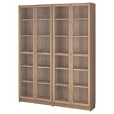 Libraría BILLY, marrón, de madeira con portas de vidro, rectangular, deseño moderno.