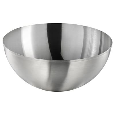 Cunca de aceiro inoxidable, prata elegante, forma redonda, deseño suave.