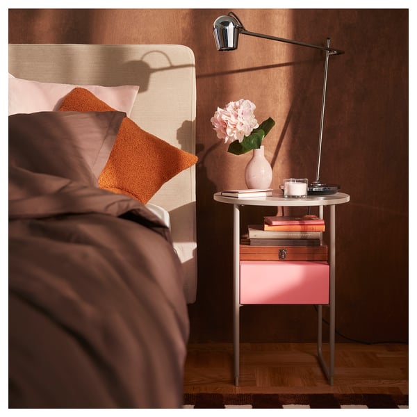BLANKHÄLLAN Mesa de noite, beixe/rosa