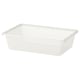 Cesta branca de malla BOAXEL para organizar a roupa. Rectangular, perforado para a circulación do aire. Feito de aceiro e plástico, deslízase facilmente.