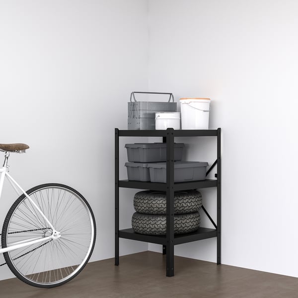 Unidade de almacenamento BROR con pneumáticos e colectores, bicicleta preto.