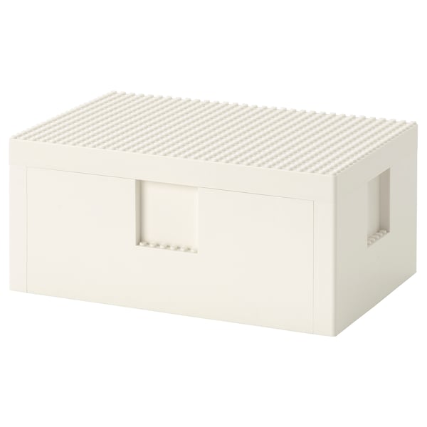 BYGGLEK LEGO® caixa con tapa, branco, 26x18x12 cm