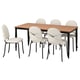 DANDERYD: conxunto de 6 pezas con mesa de madeira e cadeiras beige, elegantes pernas de metal negro, deseño minimalista para espazos modernos.