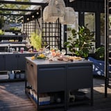 Cesta gris DJURTRÄNARE no mostrador con comida, uso interior / exterior.