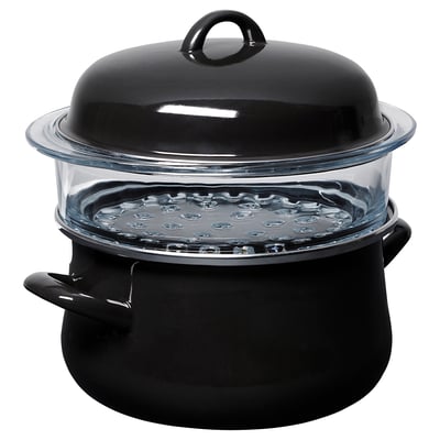 Vapor negro con tapa de vidro