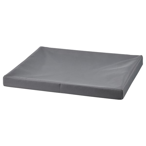 Tapa da caixa de tecido gris DRÖNA, rectangular, dobrada, protexe o contido do po.