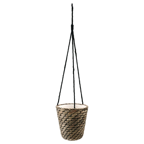 DRUVFLÄDER cesta de plantas colgadas, branca, jute e hiacinto de auga, circular, feito a man.