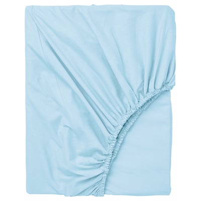 Sábana ajustable azul clara de DVALA , feita 100% algodón, rectangular con bordos elásticos.