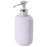 Dispensador de xabón de gres de lavanda con bomba de cromo, elegante deseño moderno.