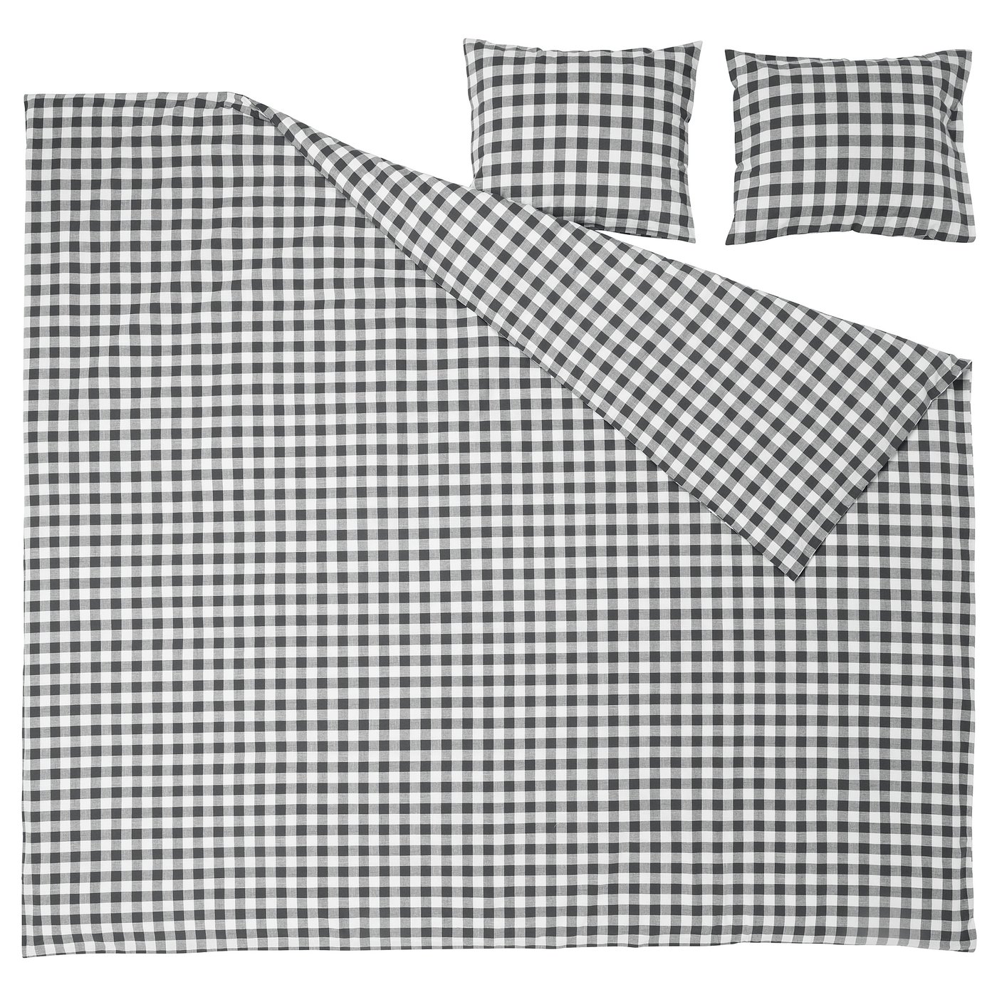 Conxunto de roupa de cama en branco e negro: piso, 2 almofadas, algodón.