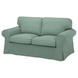 EKTORP verde claro loveseat, tecido suave, brazos enrolados, tres coxíns.