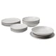 Conxunto FÄRGKLAR: 12 pratos e cuncas brancas. Deseño sinxelo e moderno. Gres mate, formas redondas. Ideal para comidas variadas.