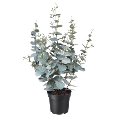 FEJKA eucalipto artificial, gris-verde, plástico, forma natural.