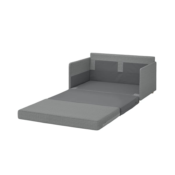 Sofá cama gris FRIDHULT, deseño minimalista, aforro de espazo, convertible para habitacións pequenas.
