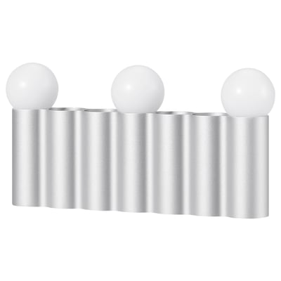 Luz led prata FRÖJDA: 3 lámpadas esféricas, base ondulada, estilo escandinavo.