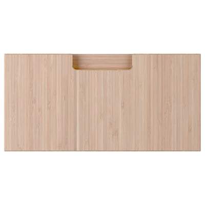 Frontal do caixón de bambú FRÖJERED, cor natural da madeira, forma rectangular con deseño elegante e mango integrado.
