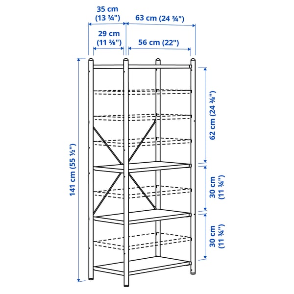 FRÖSKELÅS Almacenaxe, negro, 63x35x141 cm