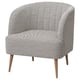 Cadeira de brazos FULLÖSA, gris, pernas de madeira, forma de barril, cómoda, de costas tufted.