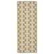 Alfombra gangstig, verde e branco a cadros rectangulares, suave, uso interior / exterior.