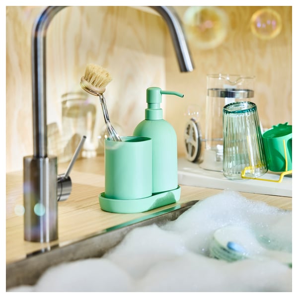 GANSJÖN Xogo para baño 3 pezas, verde claro