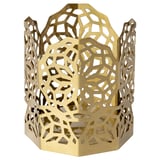 Soporte de luz de té GOKVÄLLÅ de ouro, aceiro inoxidable, deseño floral, cilíndrico con centro oco.