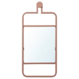 Espello de parede de ouro rosa GRANVÅG con accesorios colgantes, forma rectangular, marco metálico.