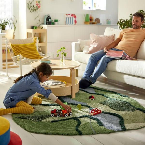 GREJSIMOJS Alfombra, pelo longo, verde, 153x215 cm