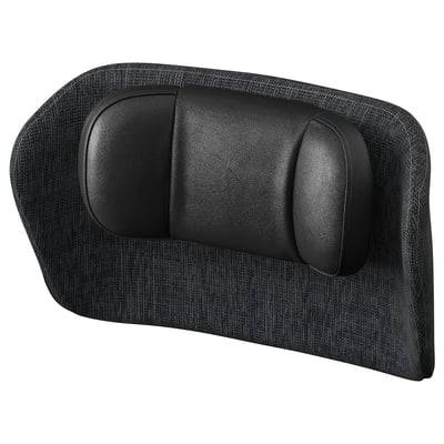 Coxín de cadeira de oficina GRÖNFJÄLL negro con soporte lumbar e deseño ergonómico.